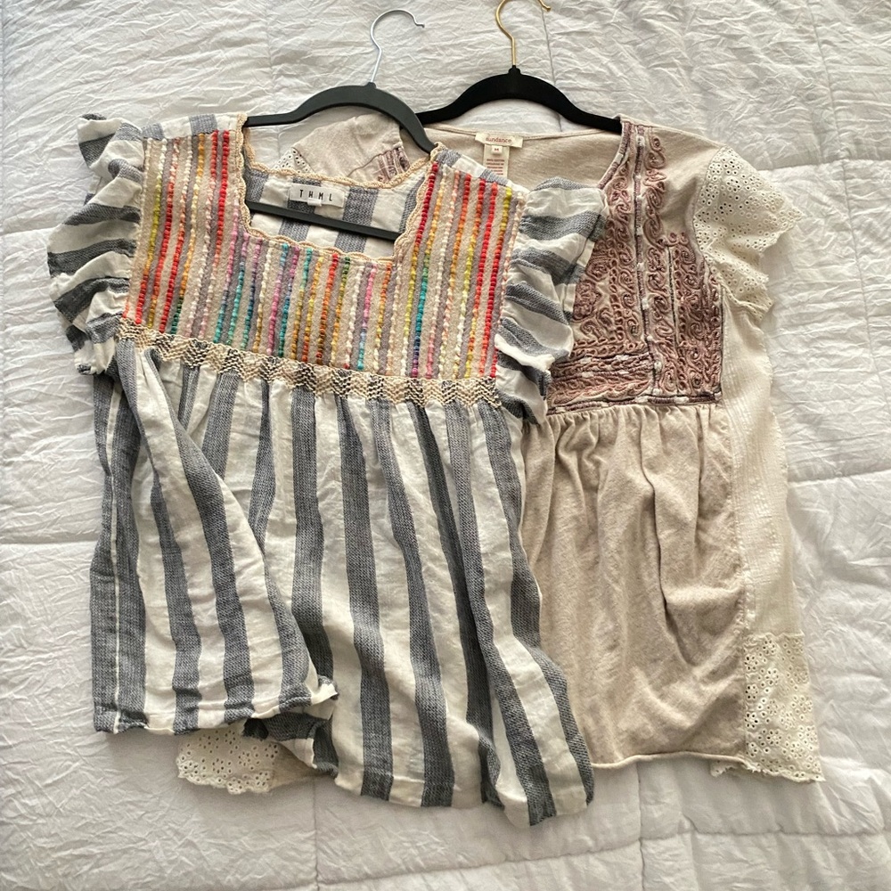 Set of Striped and Embroidered Blouses